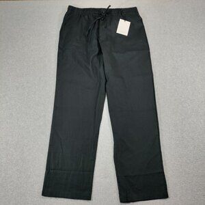Hat and Beyond Pants Womens XL Black 100% Linen Pull-on Beach Draws Resortwear